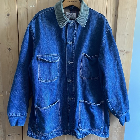 Vintage Armani Jeans Denim Jacket Coat Quilt Lined Parka Men's Medium